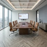 Distressed Off-White Parquet Flooring