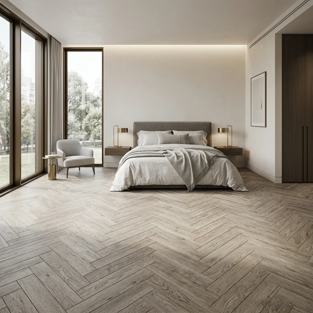 Light Natural Oak Herringbone Flooring