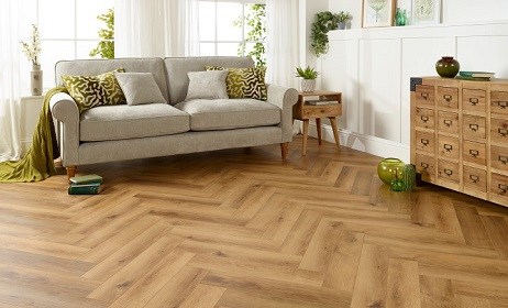 Luxury Herringbone Flooring in Dubai Living Room