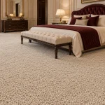 Blush Beige Bedroom Carpet with 19.5mm Thickness, 100% PA Pile and FusionBac Backing