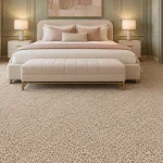 Blush Beige Bedroom Carpet with 19.5mm Thickness, 100% PA Pile and FusionBac Backing