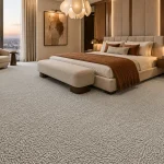 Greige Wall to Wall Bedroom Carpet with 19.5mm Thickness, 100% PA Pile and FusionBac Backing