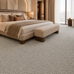 Greige Wall to Wall Bedroom Carpet with 19.5mm Thickness, 100% PA Pile and FusionBac Backing