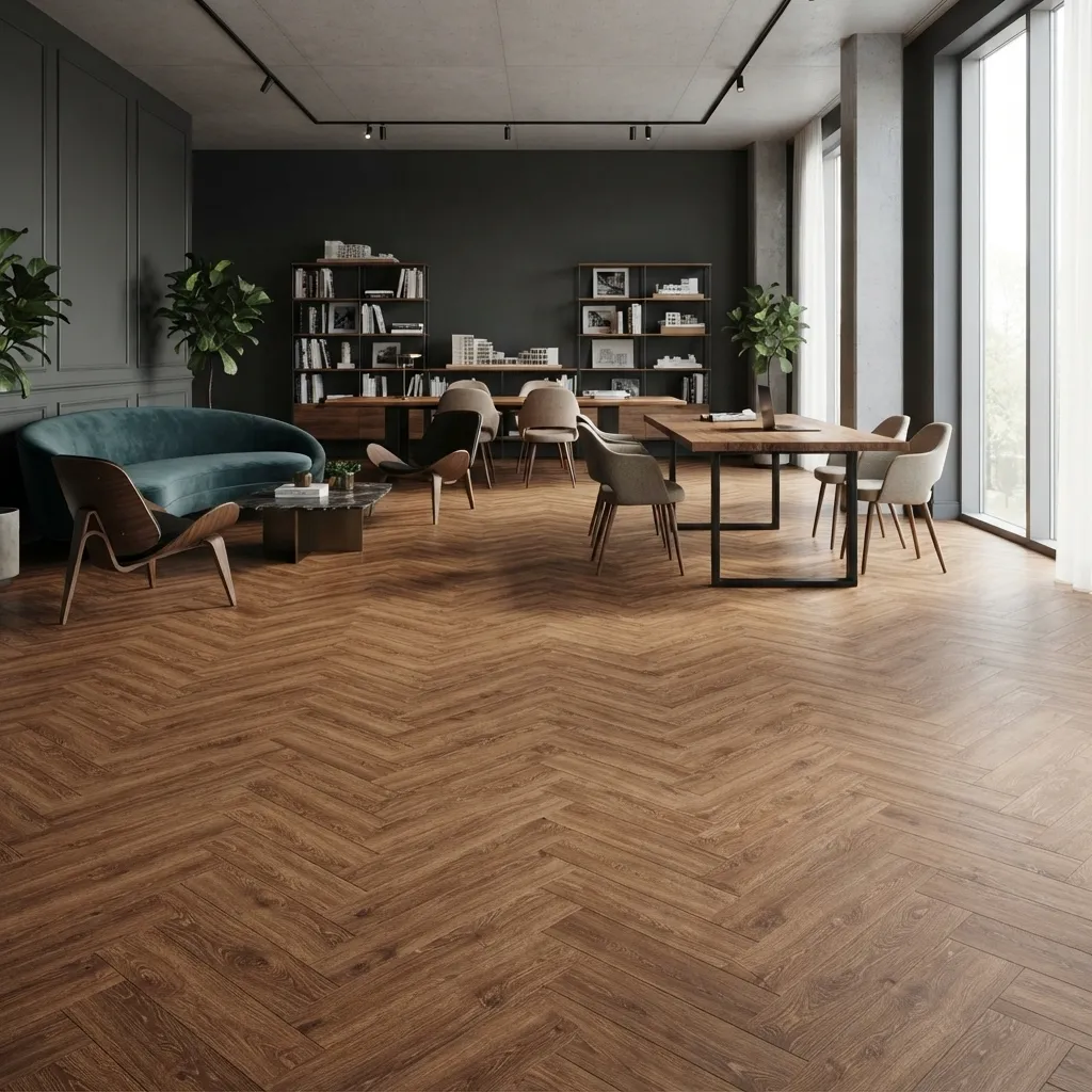 Natural Oak Herringbone Laminate Plank Flooring