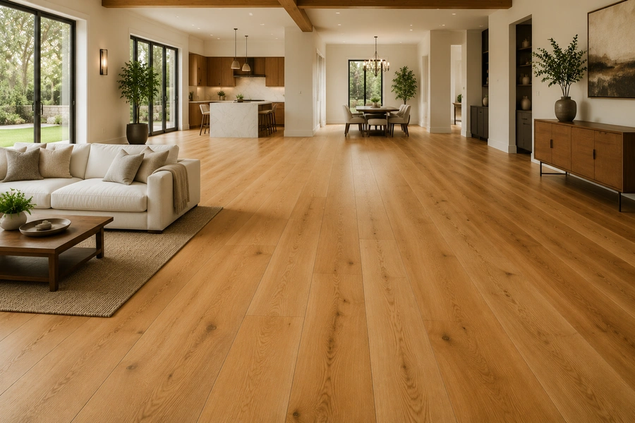 2. Wide Plank Hardwood Flooring for Spacious, Modern Interiors