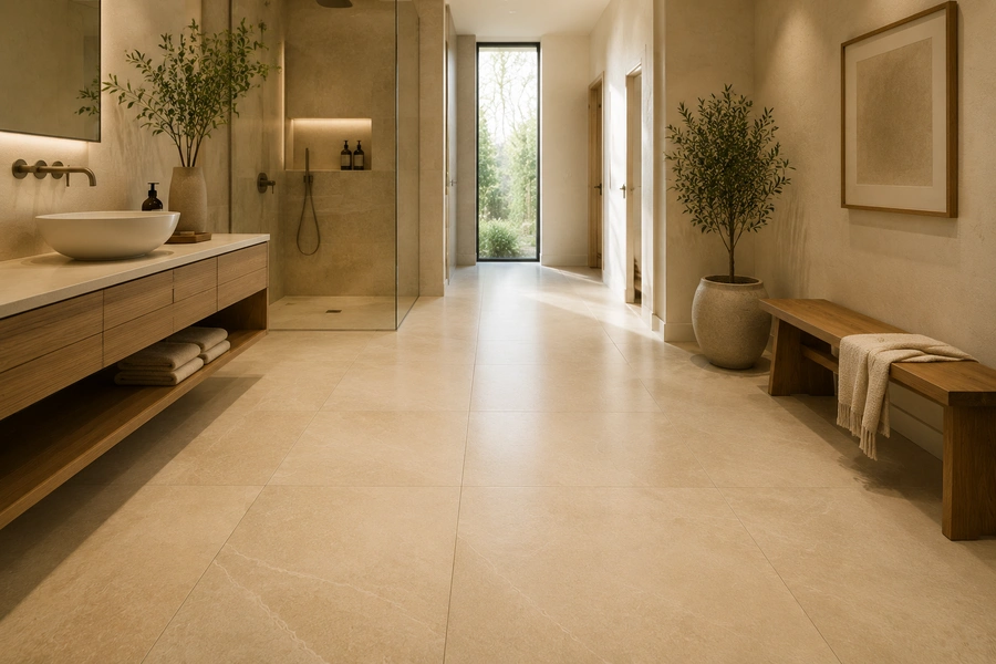 5. Large Format Tile Flooring for Seamless Contemporary Spaces