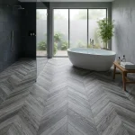 6 x 48 Chevron Gray Vinyl Plank