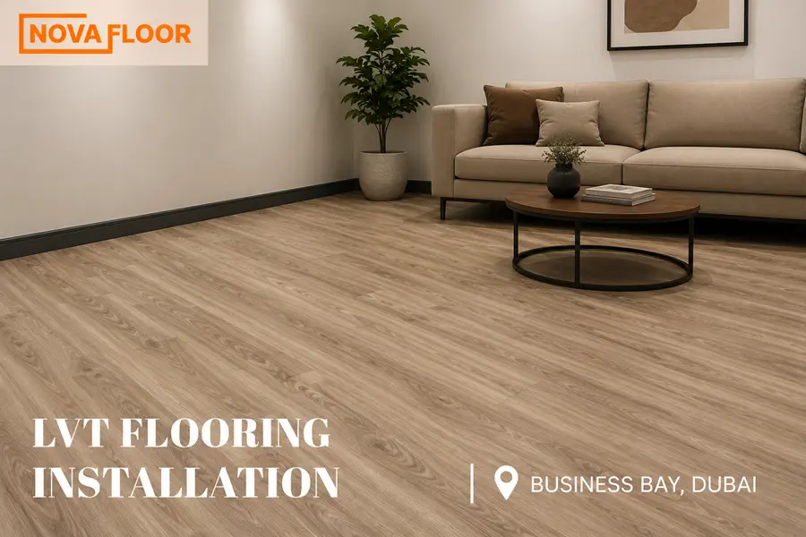 LVT-tiles-with-Oak-wood-grain-texture installation at Business Bay, Dubai