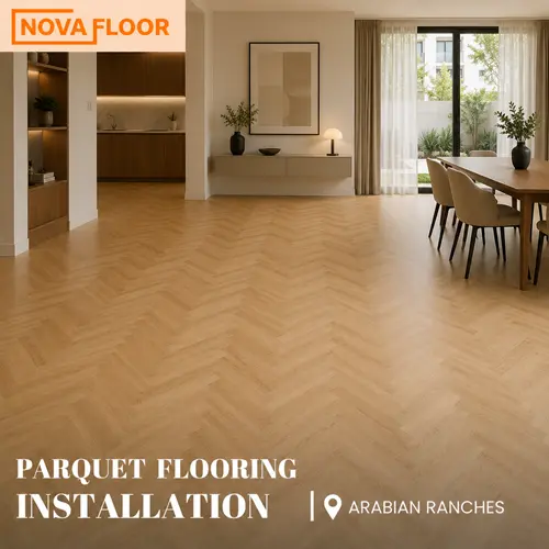 Parquet Flooring installation at Arabian Ranches villa