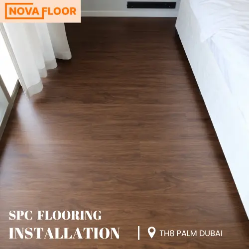 Premium SPC flooring installation for a beachfront hotel in Palm Jumeirah Dubai