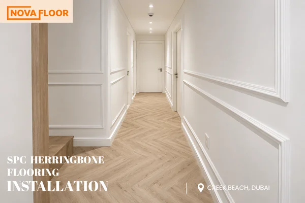 SPC Herringbone Flooring at Creek Beach, Dubai