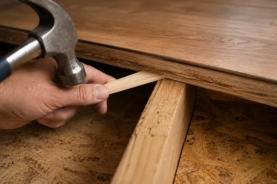 Shimming the Gap Between Joist and Subfloor