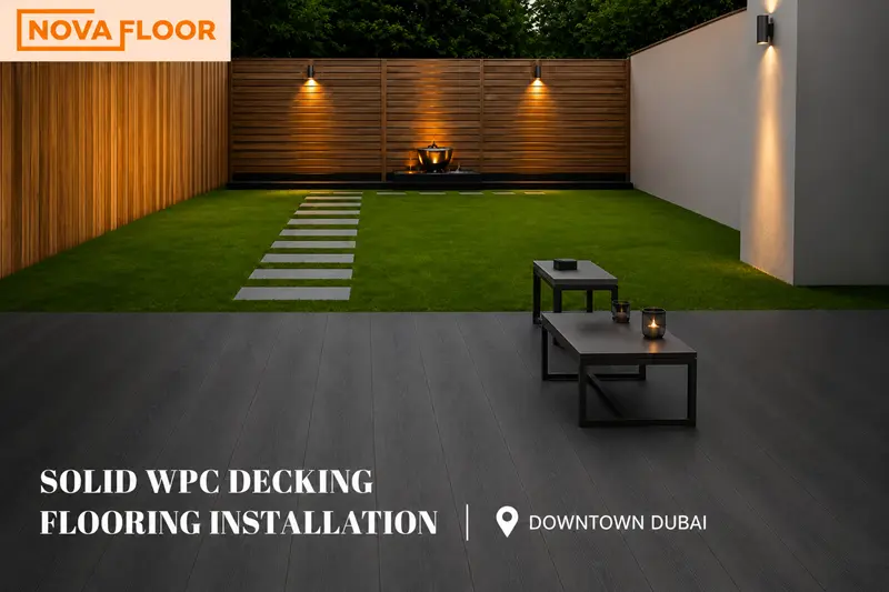 Solid wpc decking Flooring installation at Downtown Dubai