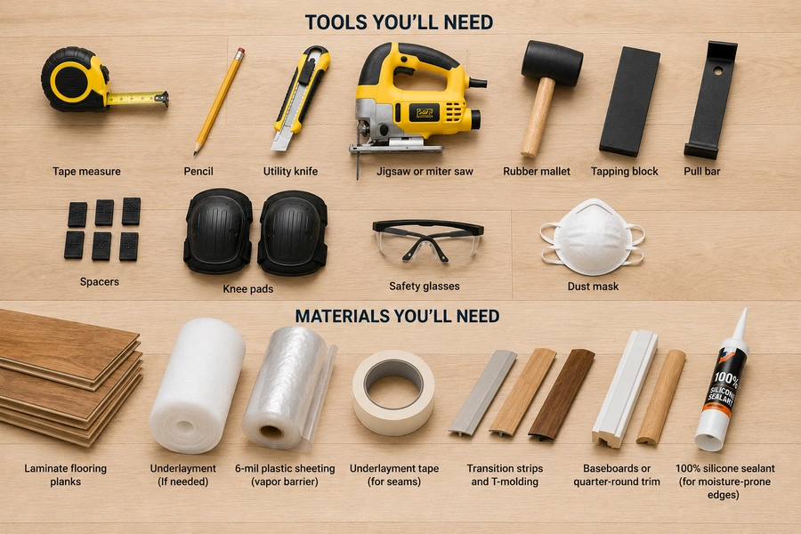 Tools and Materials You'll Need for Installing Laminate Tiles