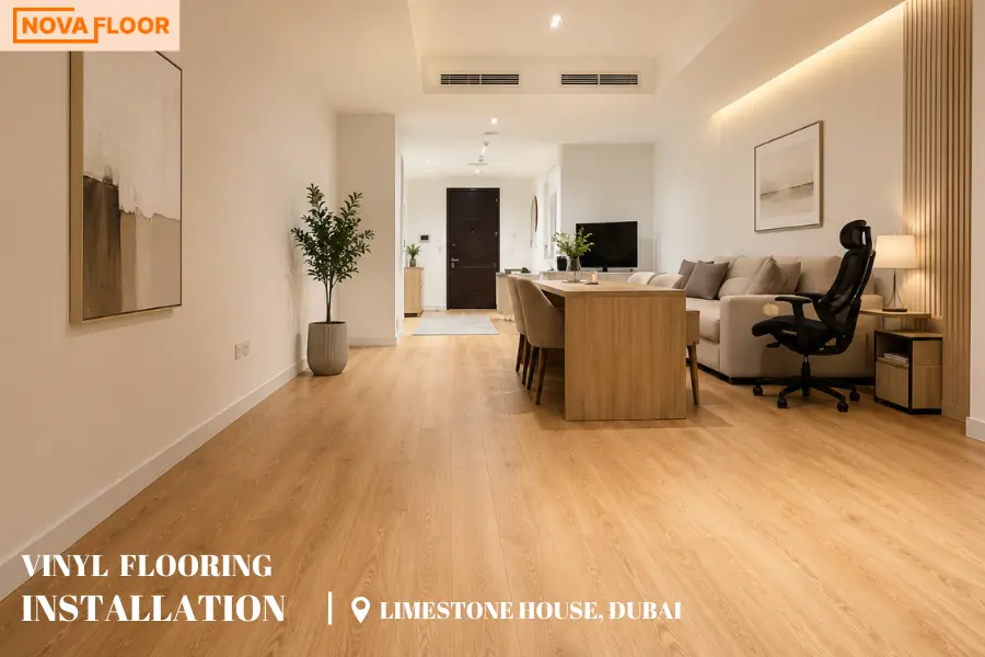 Vinyl-Flooring-installation-at-Limestone-House-Dubai