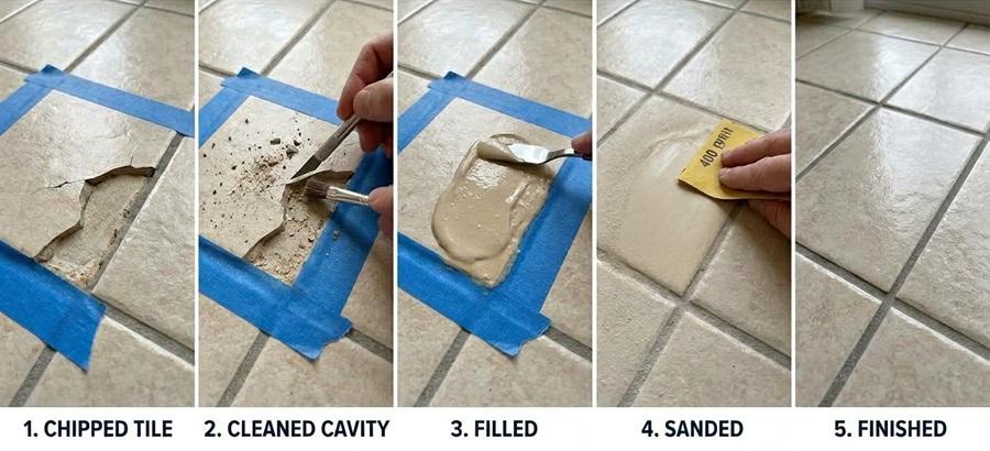 cleaning chipped tile cavity