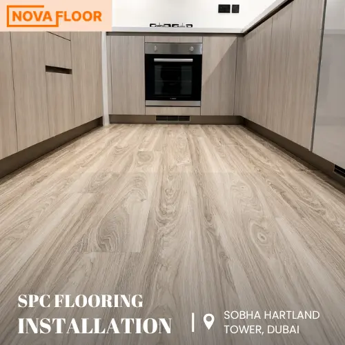 kitchen SPC Flooring Installation at Apt. 904- The Crest at Sobha Hartland Tower, Dubai
