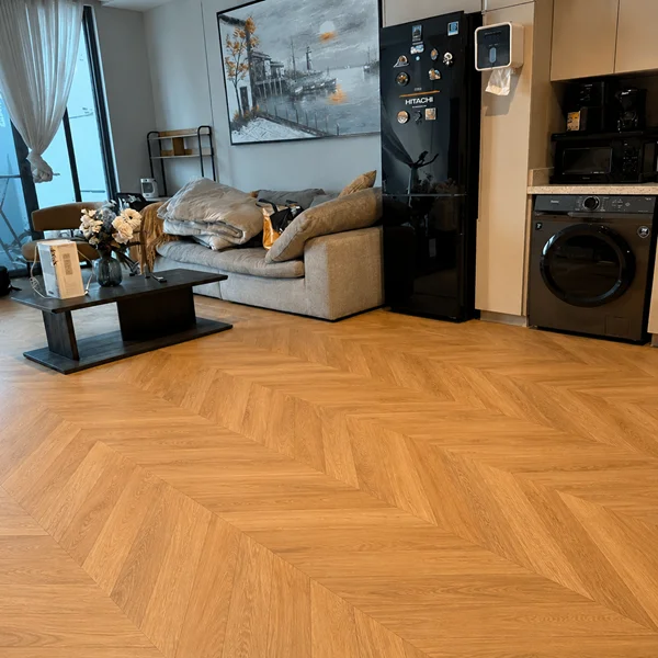 Chevron SPC Flooring installation Meydan, Dubai
