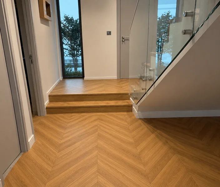 Chevron SPC Flooring installation at Villa 12-23, Meydan, Dubai