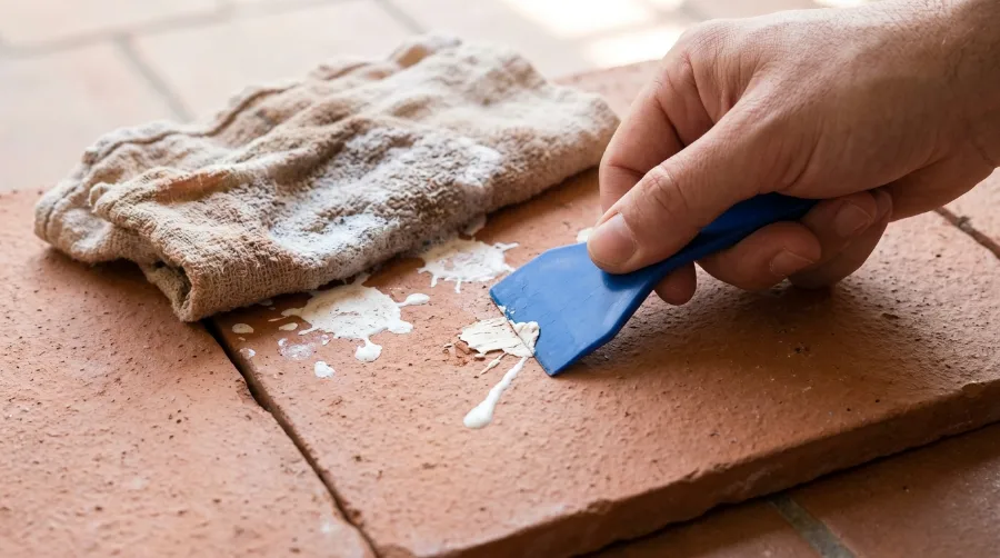 Dried paint drips: soften and scrape