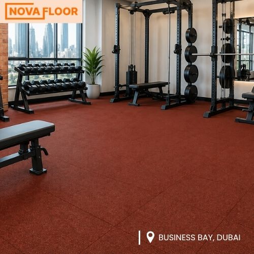 Final look of Commercial Gym Flooring installation in business bay Dubai