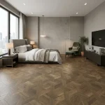 Geometric Patterned Parquet Vinyl Flooring