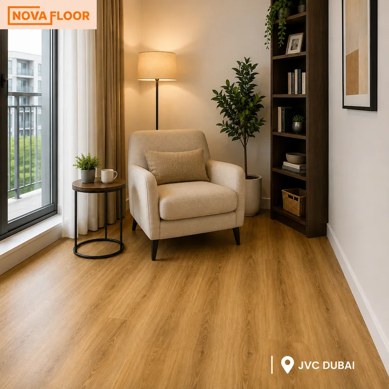 LVT Flooring installation in reading corner of apartment