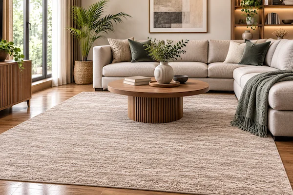 Living Room with Textured Rug