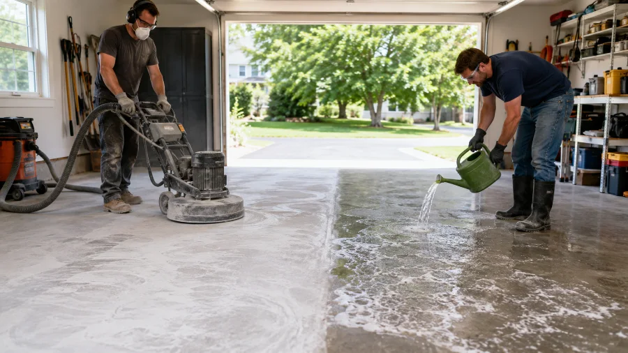 Profile the Concrete (Grinding vs. Acid Etching)