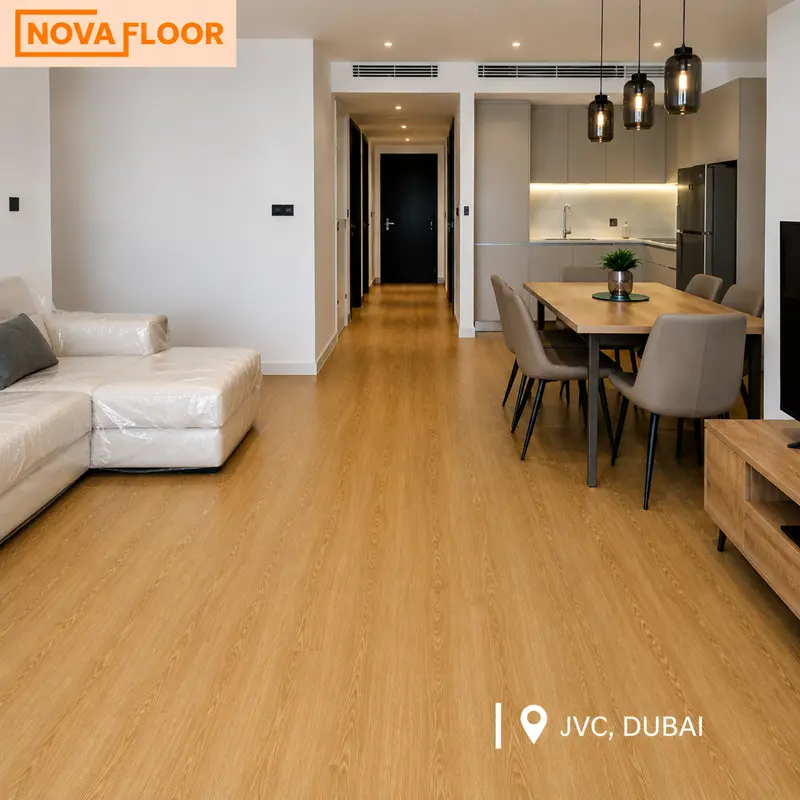 SPC Flooring Installation in open area of apartment