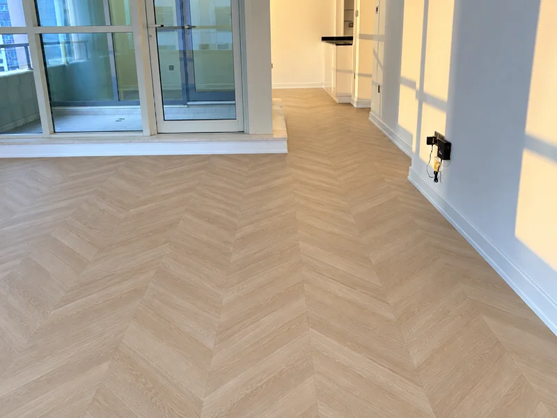SPC chevron planks Project At Sahab Tower, Dubai Marina