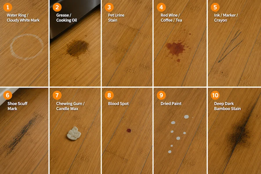 Stain removal on bamboo flooring
