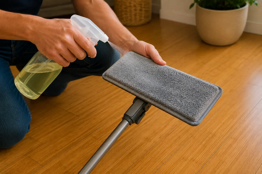 Step 5 – Apply Cleaner to the Pad, Not the Floor