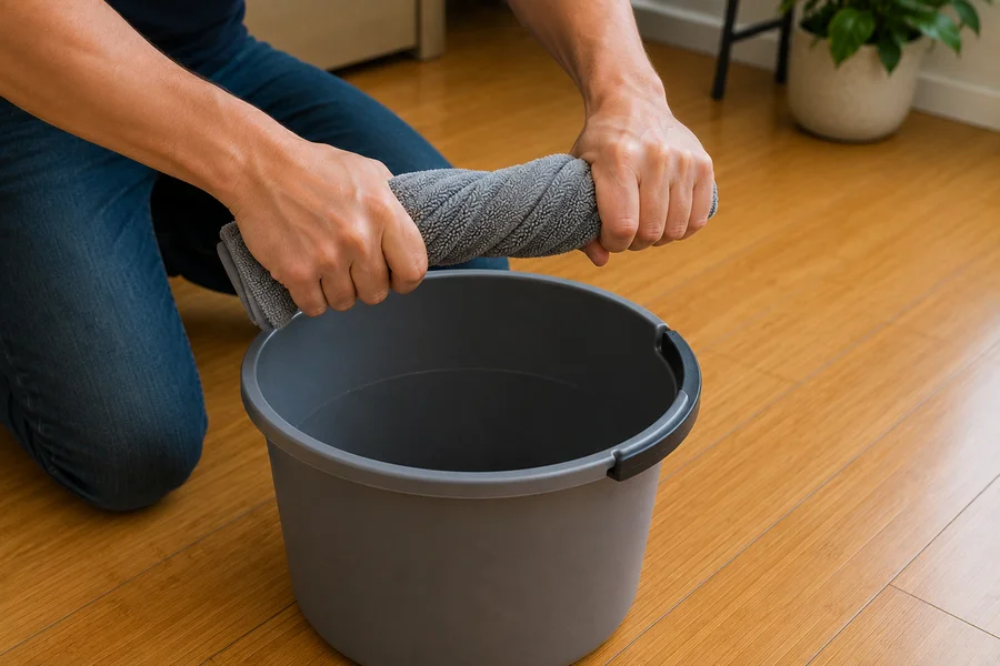 Step 6 – Wring Until Barely Damp