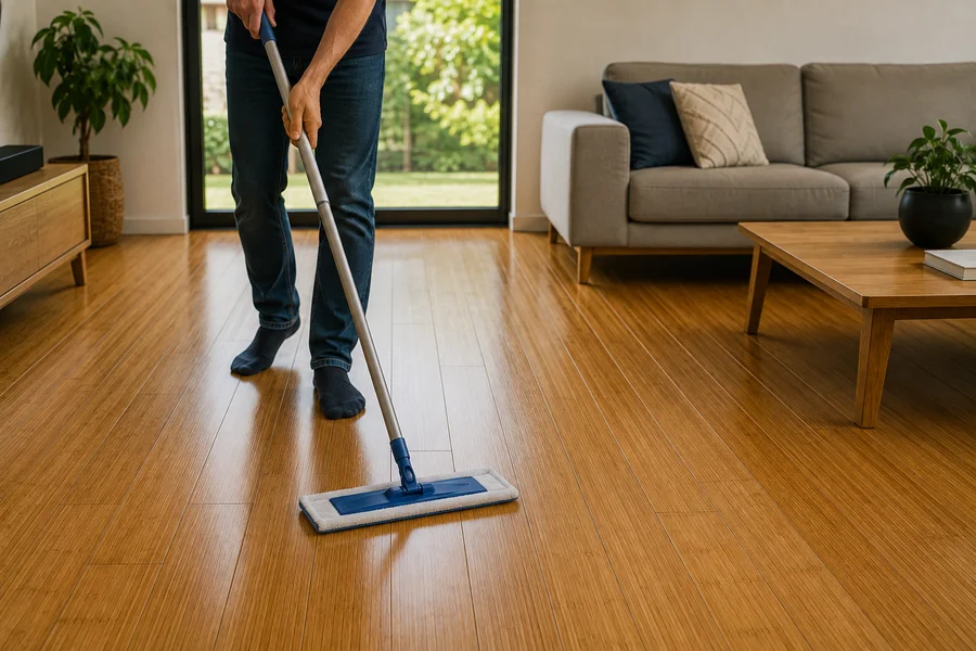 Step 7 – Mop With the Grain in Small Sections