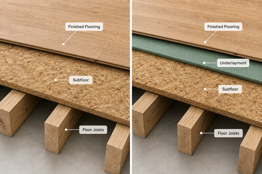 Subfloor vs Underlayment