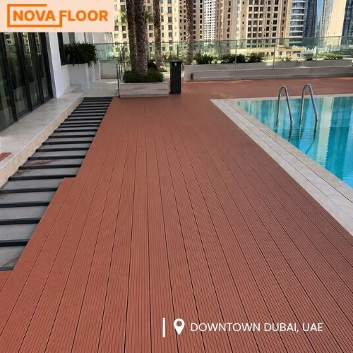 Teak Brown WPC Outdoor Decking Installation in Dubai