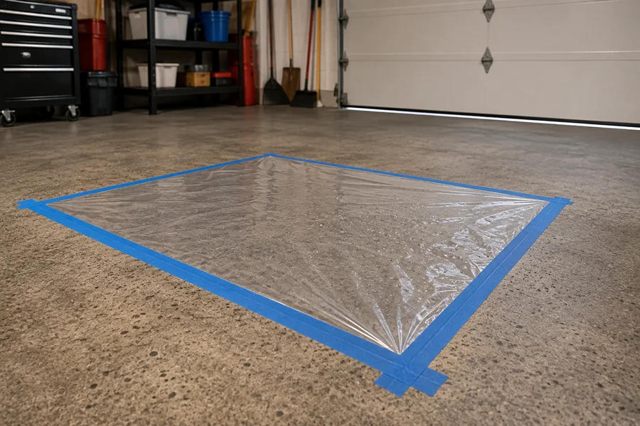 The plastic sheet test (checks for moisture)