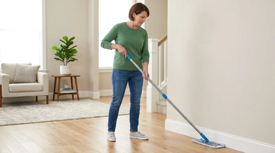 Clean Baseboards Without Bending Using a Flat Mop or Extension Pole