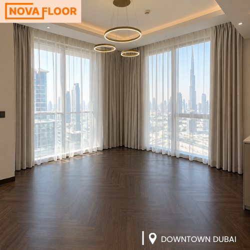 Dark Walnut Herringbone SPC Flooring Installation