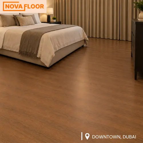Warm Walnut SPC Flooring Installation at Downtown