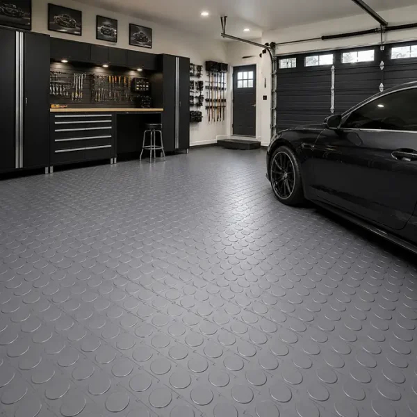 Nova Floor project: Dubai double garage with grey coin-top PVC flooring