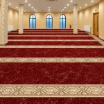 wall-to-wall red and cream mosque carpe