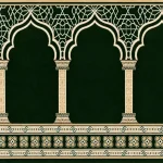 green and gold wall-to-acid prayer or mosque carpet