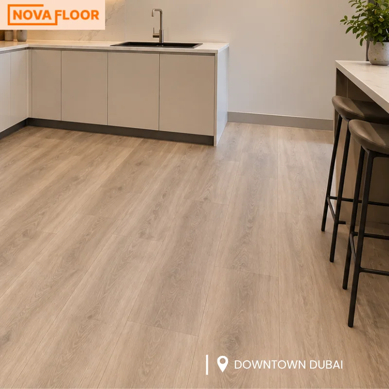 SPC Flooring Installation Project – Modern Kitchen, Downtown Dubai