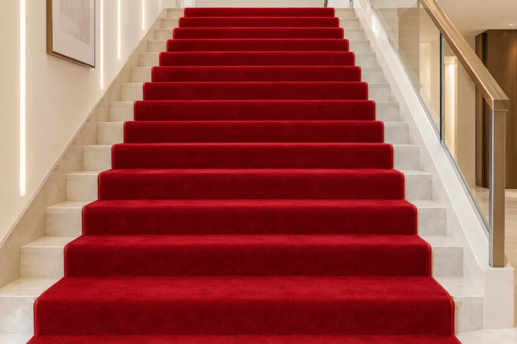 Staircase red carpet for a Villa in Dubai