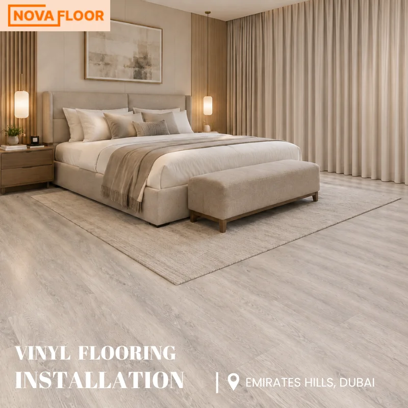 Vinyl Flooring Installation at a Luxury Villa in Emirates Hills, Dubai