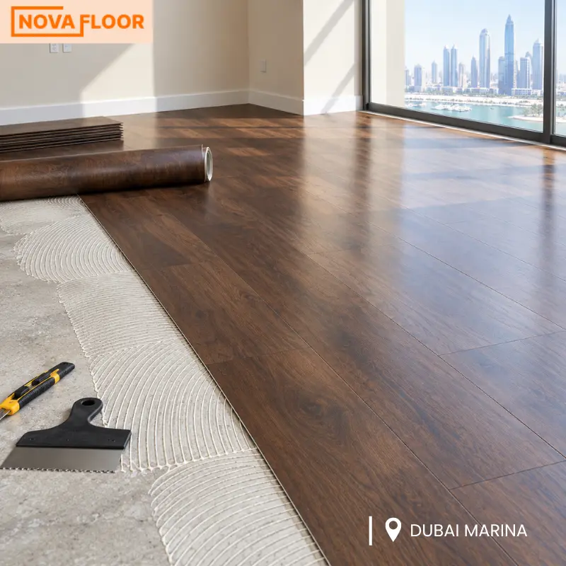 Vinyl Sheet Flooring Installation in Marina Dubai