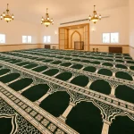 green and beige Islamic prayer hall carpet