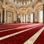 red wall-to-wall prayer carpet with motif borders